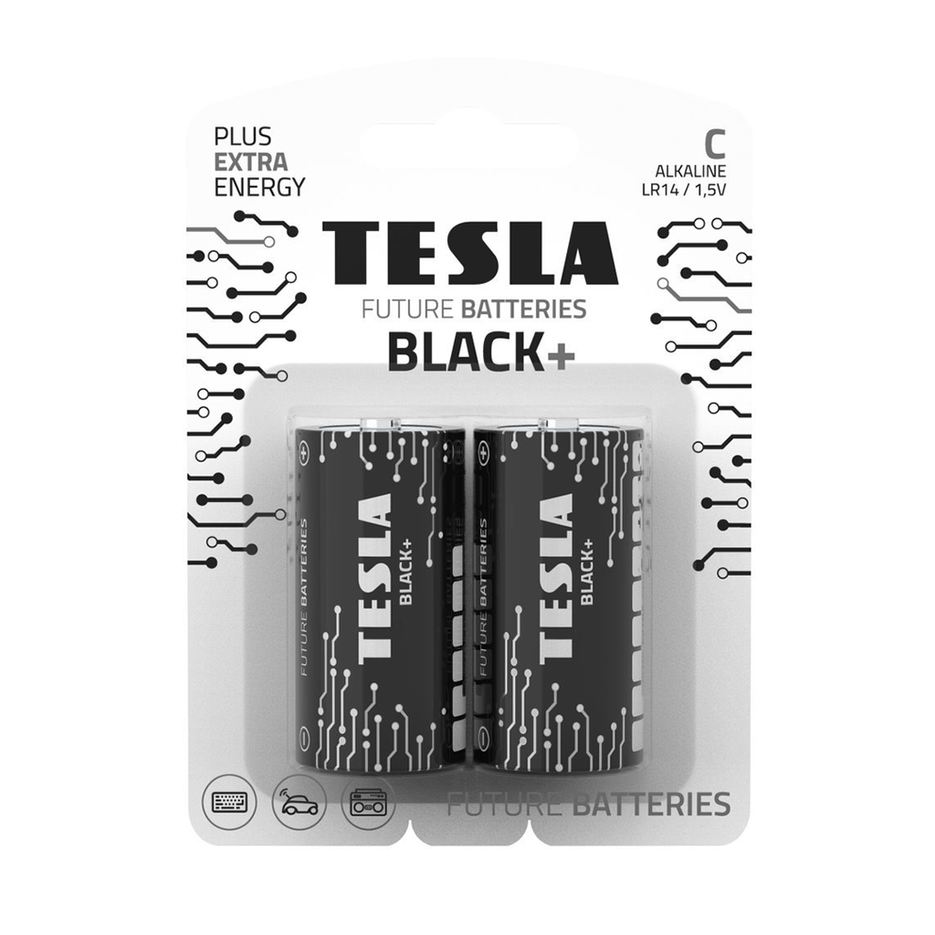 TESLA Dry Battery C BLACK LR14/BLUSTER FOLL 2PCS