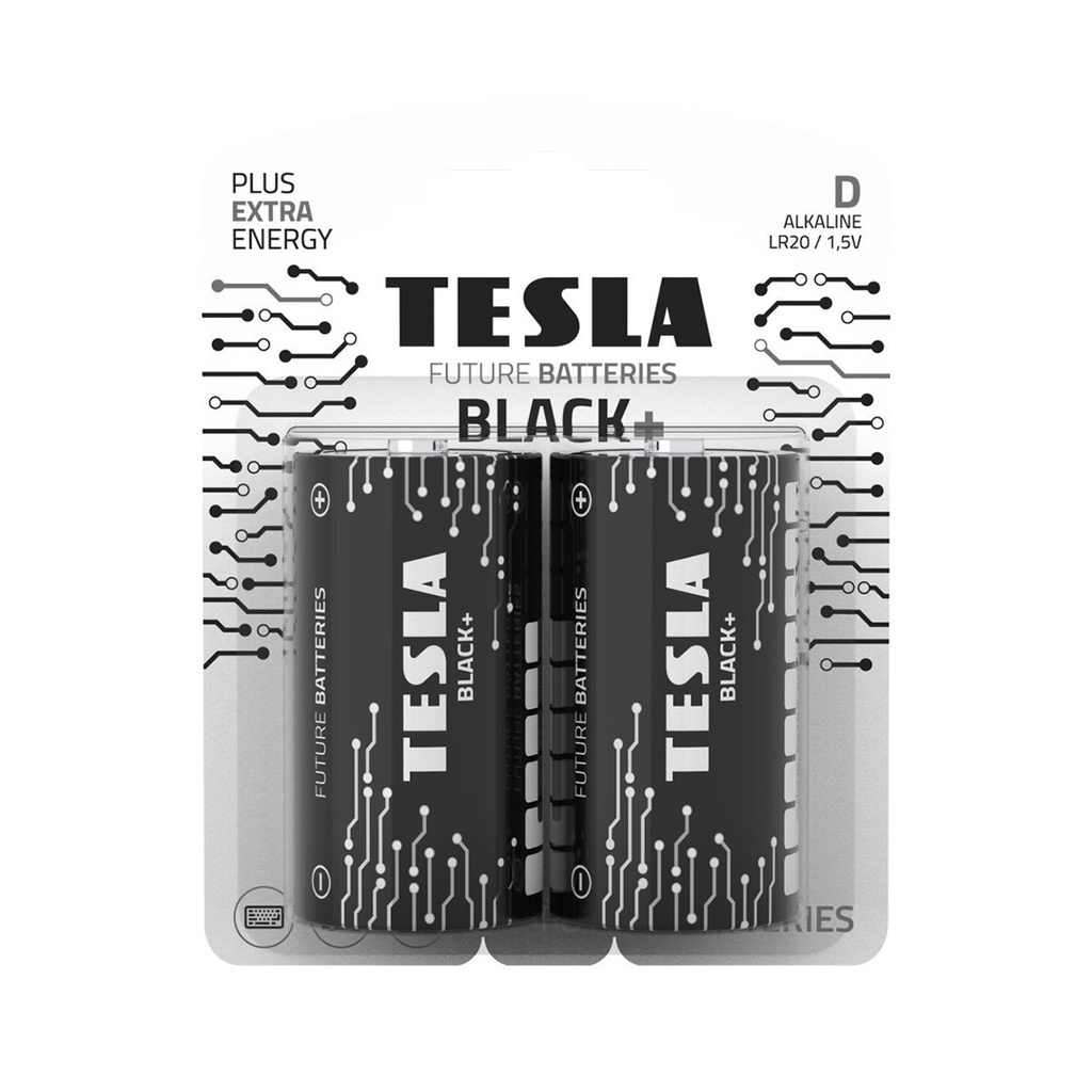 TESLA Dry Battery D BLACK LR20/BLUSTER FOLL 2PCS